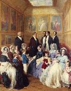 Franz Xaver Winterhalter Queen Victoria and Prince Albert with the Family of King Louis Philippe at the Chateau D'Eu oil painting on canvas